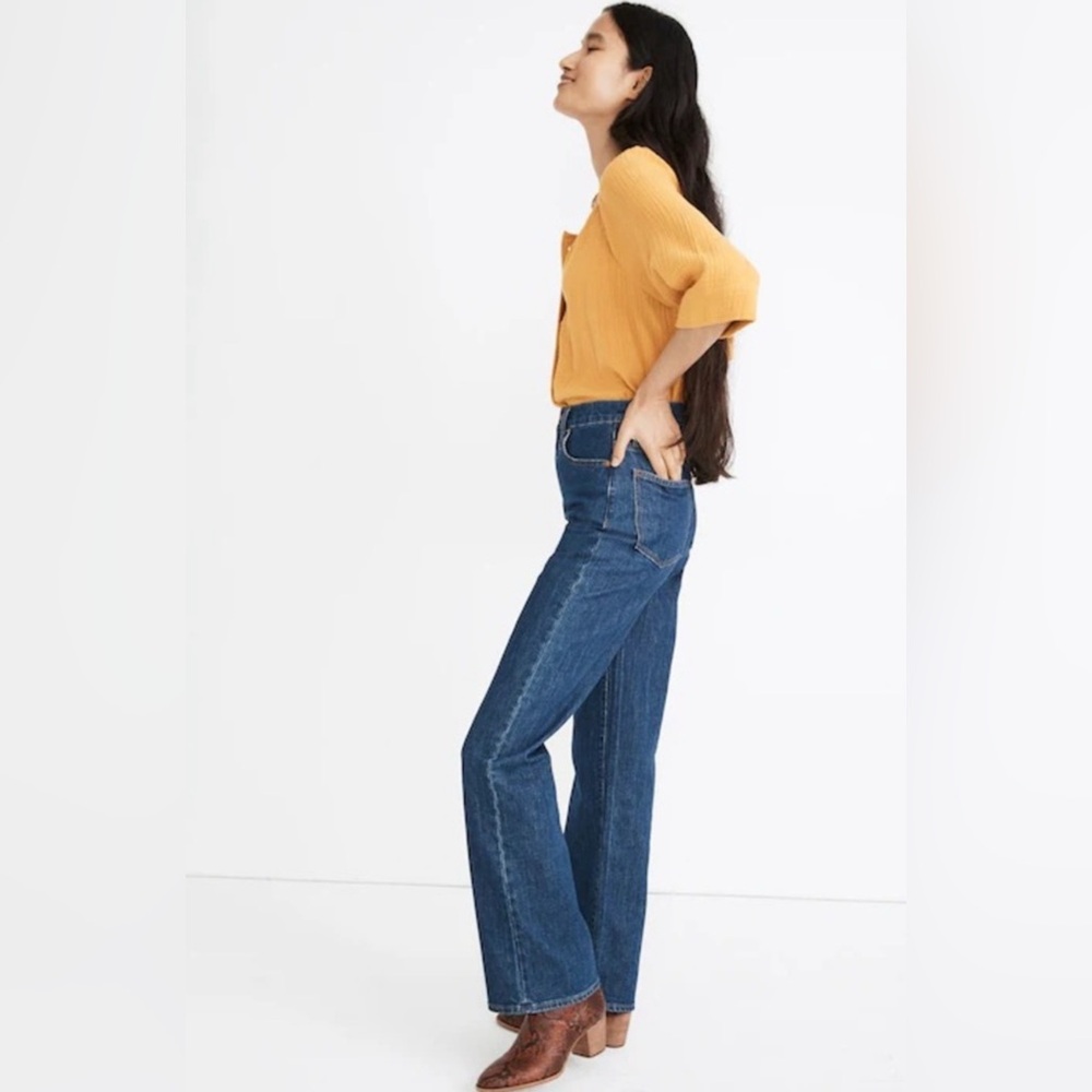 Madewell Jeans Slim Wide Leg Full Length Blue Denim Size 32 Classic